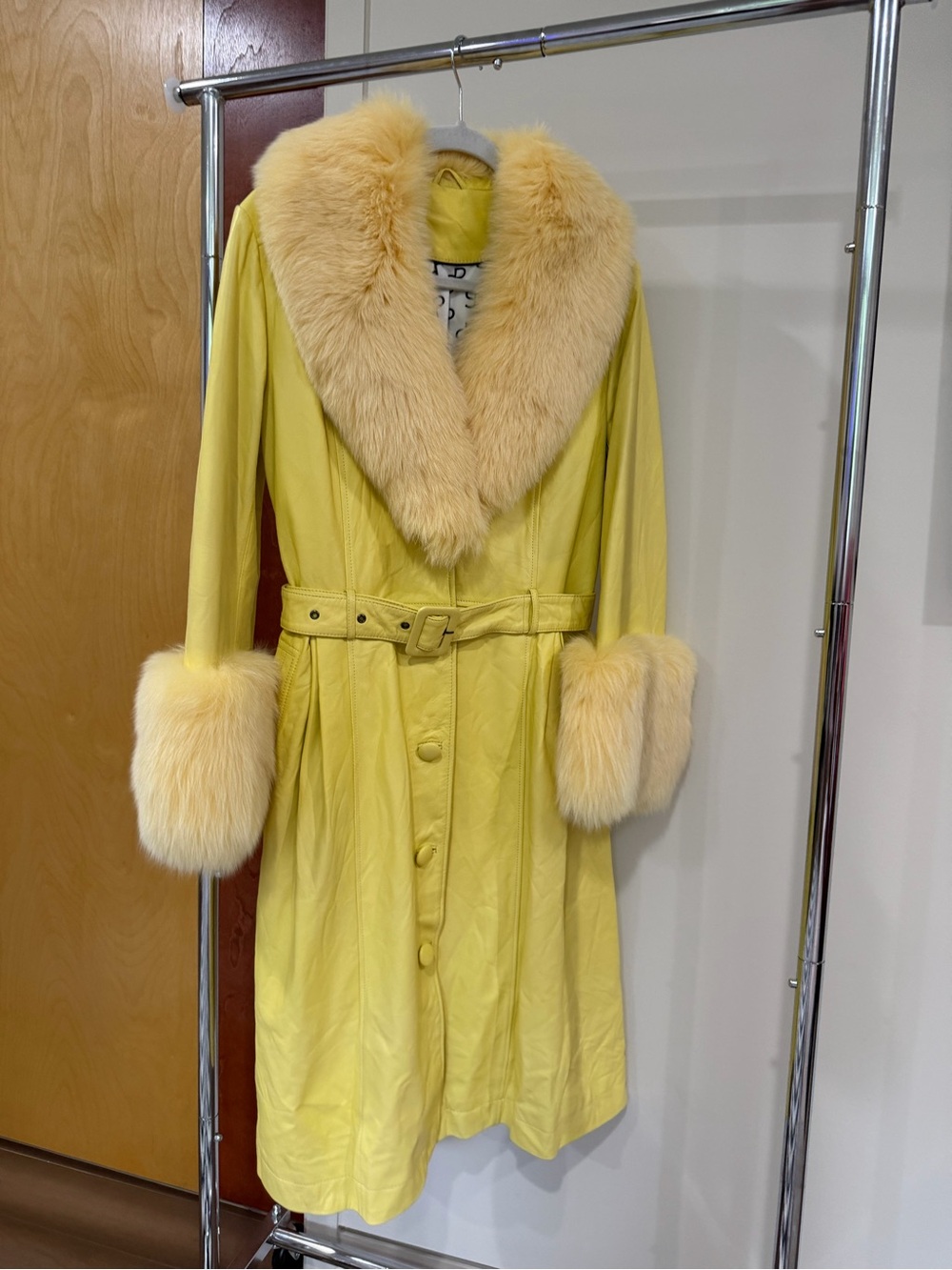 Saks Potts bootleg real leather coat with fox
Fur cuffs